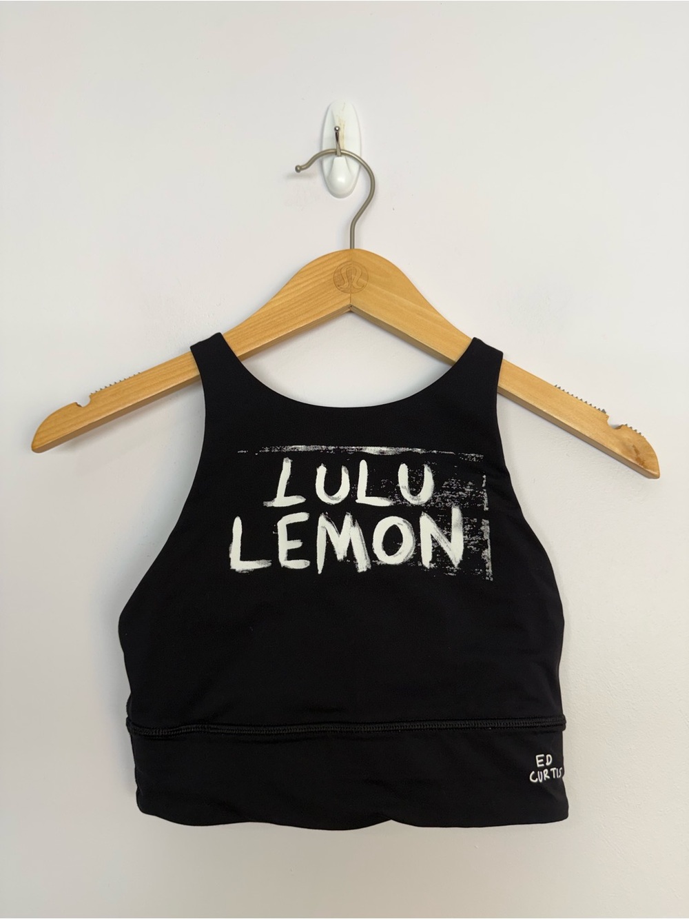 43: Lululemon Energy High-Neck Longline Bra *Ed Curtis B–D Cups Black Size 4